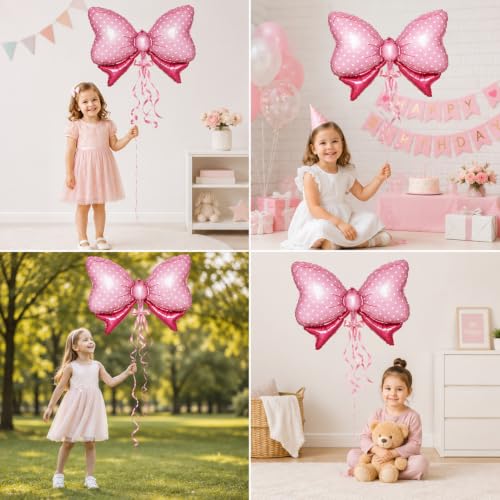 Image of Pink Bow Foil Balloon for Birthday Decoration | Pack of 1 Pcs