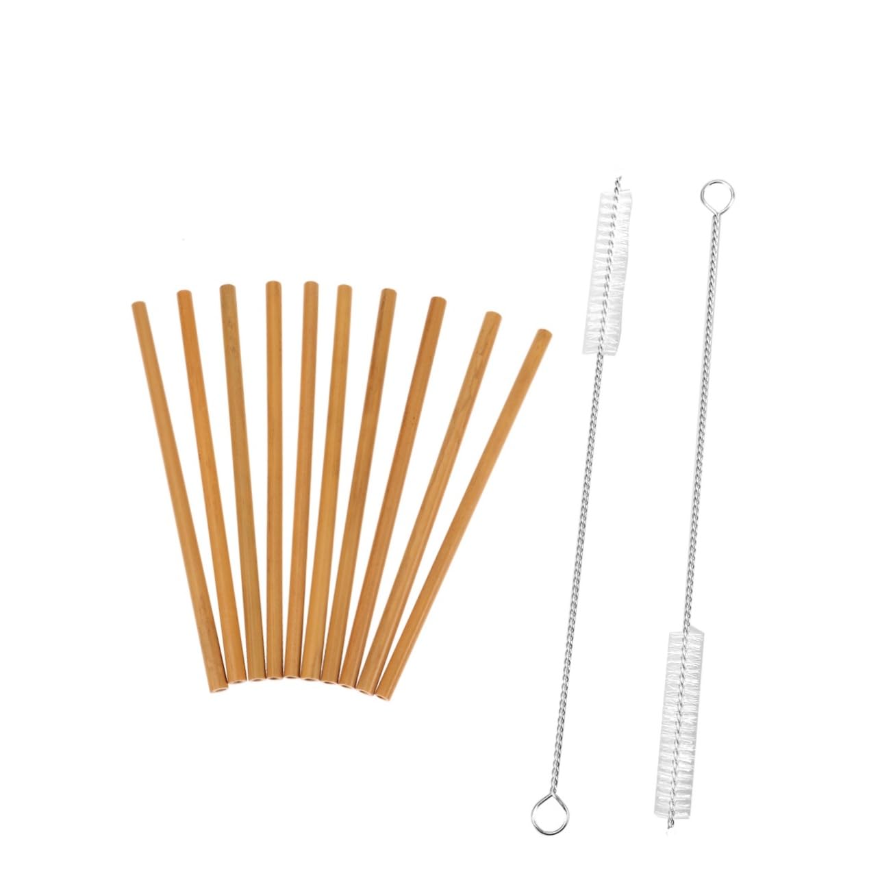 Paille réutilisable Cabilock en bambou naturel avec brosses de nettoyage, lot de 20 pièces
