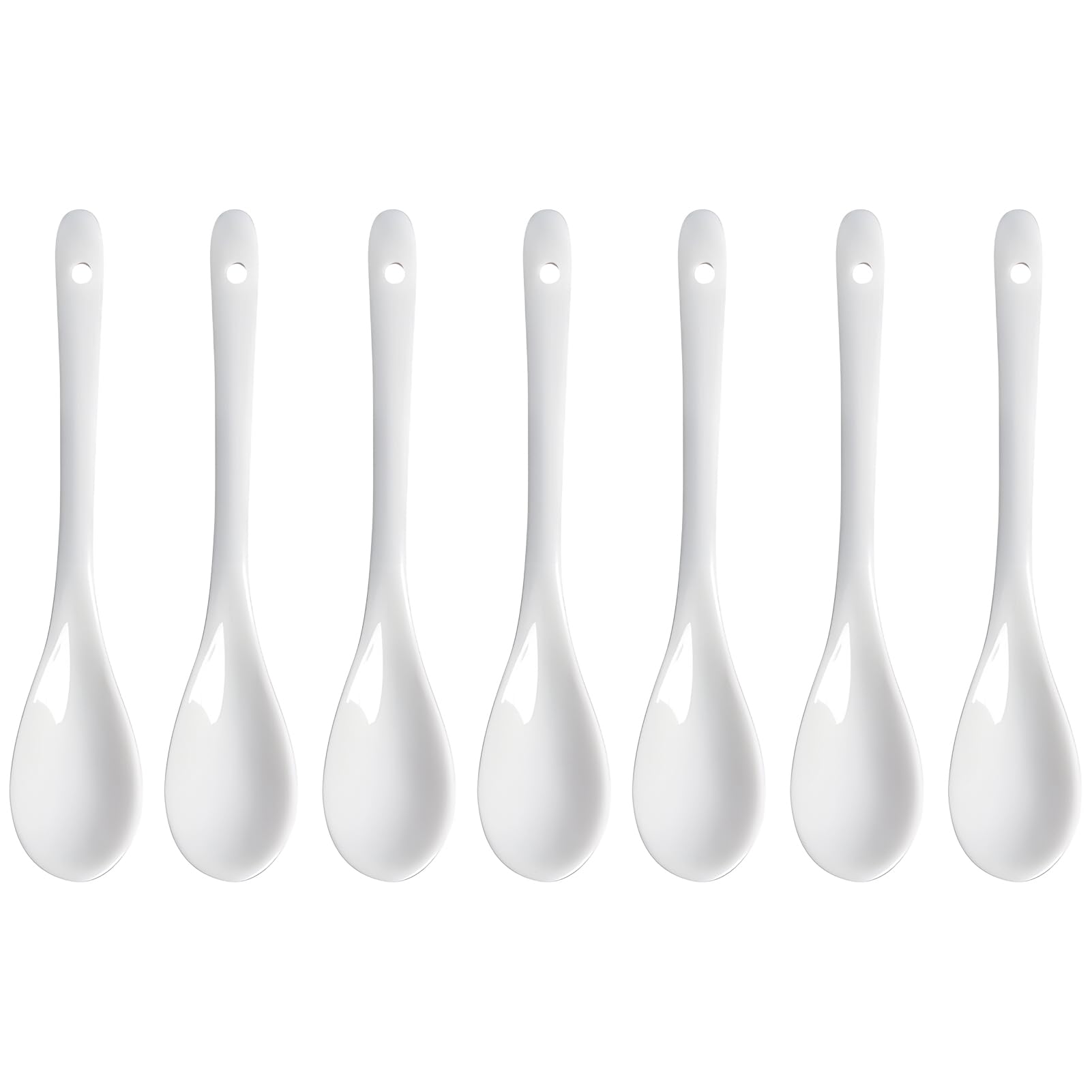 7 sztuk białych łyżeczek ceramicznych, 13 x 2,5 cm łyżki do jajek z porcelany mini łyżeczki deserowe porcelana łyżka uchwyt łyżka do mieszania łyżka do kawy ceramiczna łyżka do restauracji, sklepów