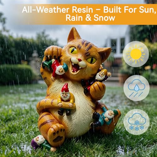 Nain de chat statuette de jardin résine déco extérieure - 5