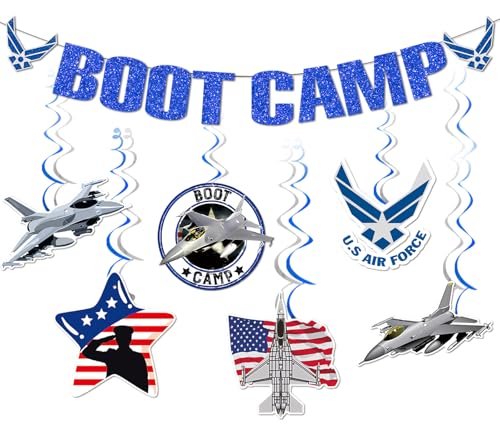 Image of Air Force Boot Camp Banner: Air Force Party Decorations Airforce Decorations for Birthday Party Boot Camp Military Fighter Jet Banner