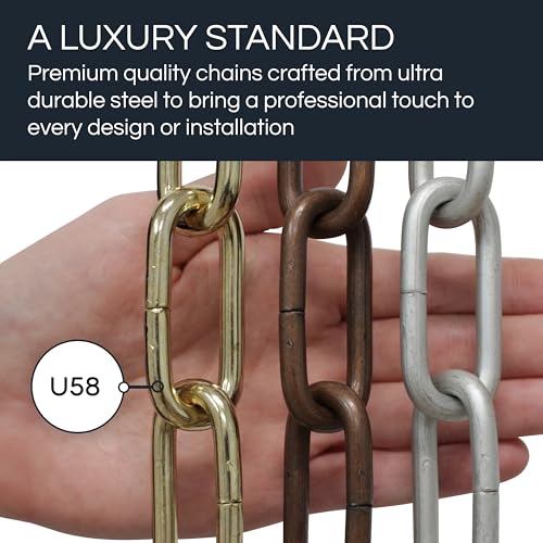 Image of RCH Hardware CH-ST59-U58-PB Steel Chandelier Chain 3 Gauge, Polished Brass (1 Foot)