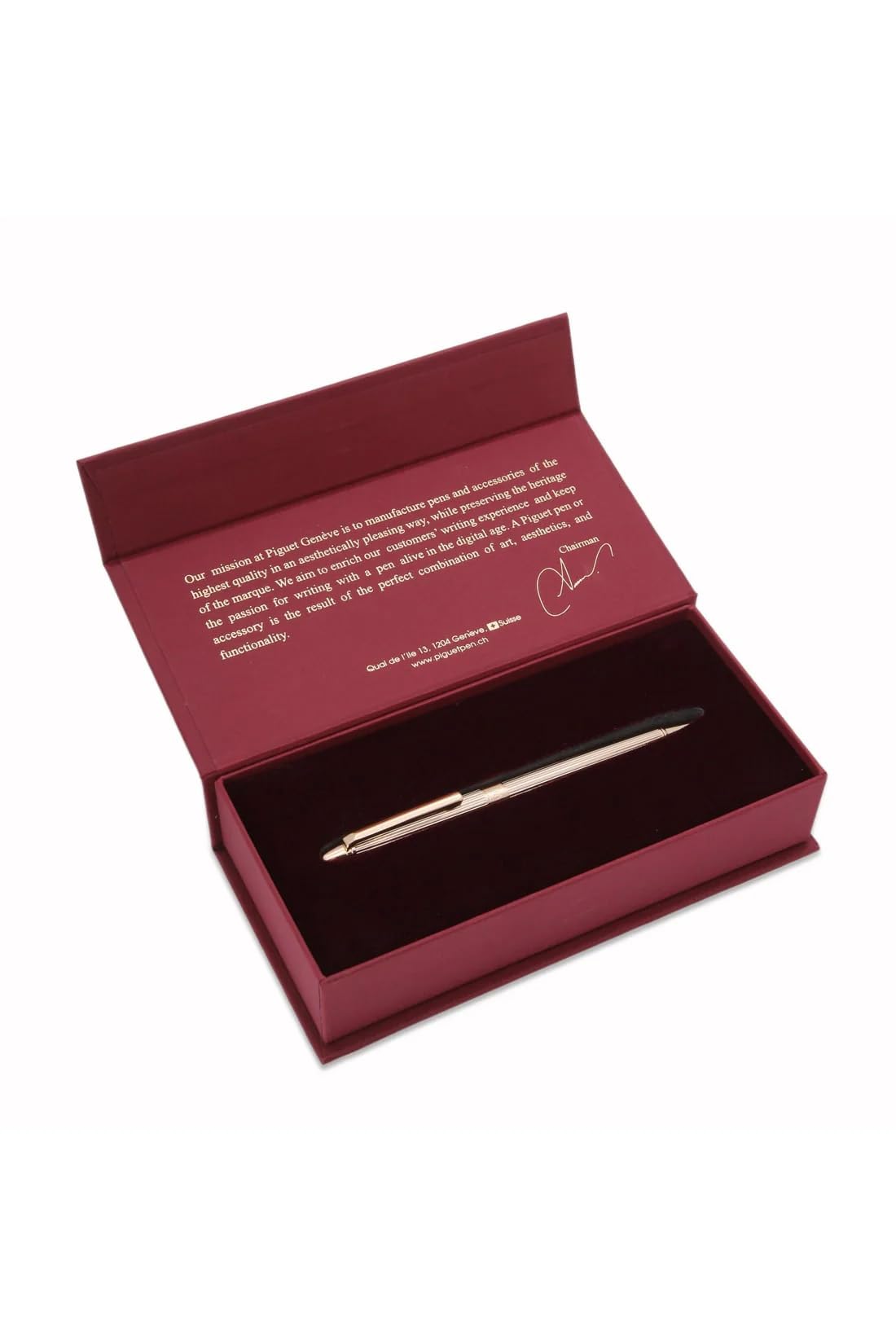 Piguet Genève – Luksusowy i ergonomiczny długopis żelowy Signature – Seria Sigma V – Niebieski atrament – W eleganckim pudełku z uniwersalnym wkładem (l’Doré)