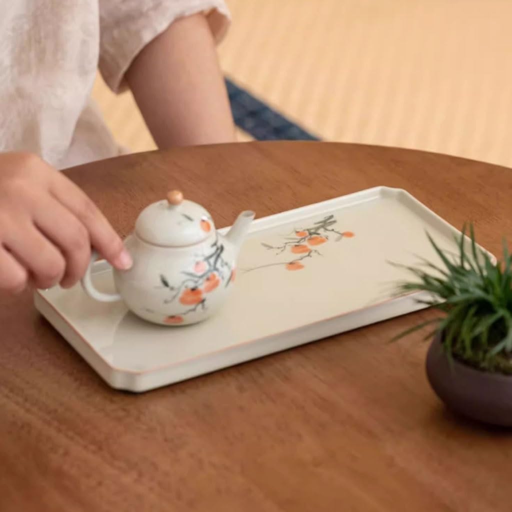 Bandeja para Servir, Creativa Bandeja de cerámica Pintada a Mano para té Zen, Bandeja pequeña para Aperitivos y Frutas, Ideal para Comer en el Regazo.