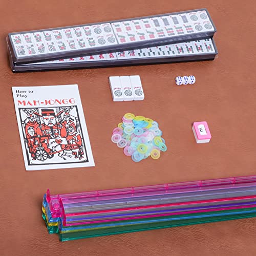 Zgme American Mahjong Set,166 Premium White Tiles With Red Soft Bag And Accessories,4 All-In-One Mahjong Racks With Pushers,Complete Western Mah Jongg,Mah-Jongg,Ma Jong,Majiang Set #TOP3