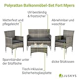 ArtLife Polyrattan Sitzgruppe Fort Myers grau-meliert | dunkelgraue Bezüge | 4 Personen | Lounge Rattanoptik Gartenmöbel-Set für Balkon oder Terrasse - 3