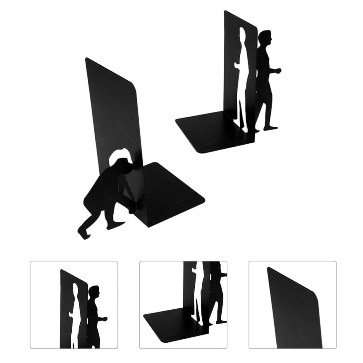 GLEAVI Supporto per Libri in Ferro Nero Moderno, Fermalibri Decorativo per Mensole e Scrivania, Organizza Libri e Riviste in Ufficio o Studio Stile Semplice