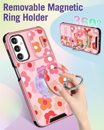 Buleens for Samsung Galaxy A15 5G Phone Case 6.5 Inch - with Ring Stand & Camera Cover Cute Designed Women Girls Girly Pretty Floral Flowers for Samsung Galaxy A15 5G Case Compatible with Magsafe - image 5