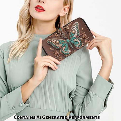 Image of COEQINE Ladies Wallets Pink Leopard Heart Black Printed Leather Phone Long Clutch Purses Check Coin Change Holder