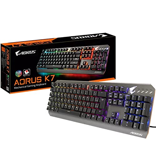 AORUS K7 Mechanical, Cherry MX Red Switches, Height-Adjustable Stands, RGB Fusion Keyboard GK-AORUS K7