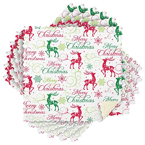 6 Pack Dish Towels, Susiyo Merry Christmas Red Green Reindeer Dishcloths 11 Inch Kitchen Cleaning Cloth For Washing Dishes #TOP7