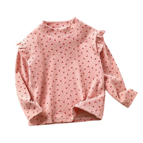Kids Girls High Collar Base Shirts Toddler Polka Dot Flying Long Sleeve Comfy Pullover Tops Fall Thickened Blouse Tees