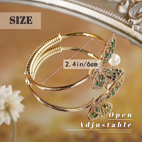 Aimimier Crystal Butterfly Pearl Bracelet Bangle for Women3