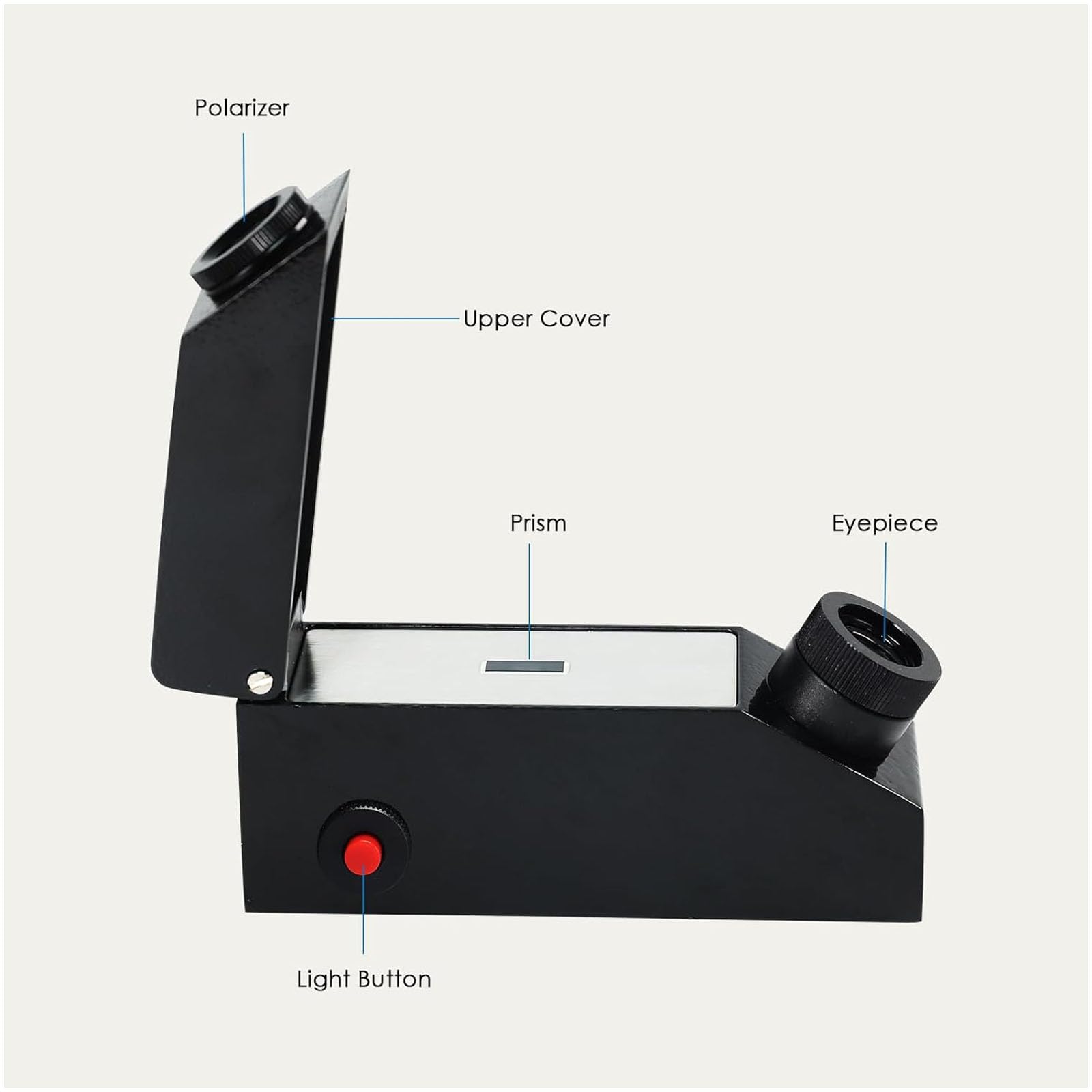 Refractómetro Portátil Profesional para Gemas, Probador De Identificación De Joyas con LED Integrado, Rango De Índice De Refracción De 1.300-1.810, para Joyería, Oro, Plata Y Diamantes