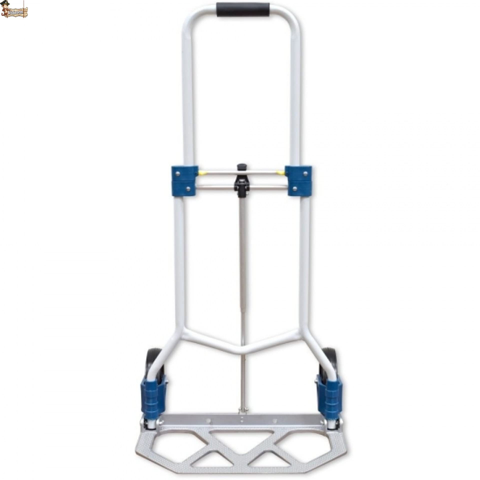 BricoLoco.com Carretilla Plegable de Mano para Transporte de hasta 90 kgs. Carro con Plataforma, asa y Ruedas Plegables. Altura Regulable. Fabricada en Aluminio. Ligera