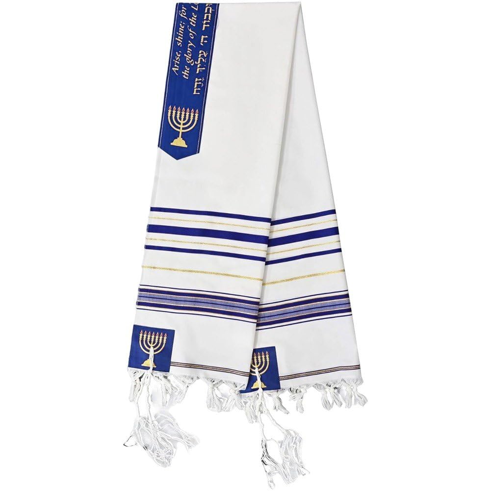 Hrippy Men's Blue Tallit Prayer Shawl, Traditional Messianic Tallit, Jewish Israel Prayer Shawl Scarf For Wo