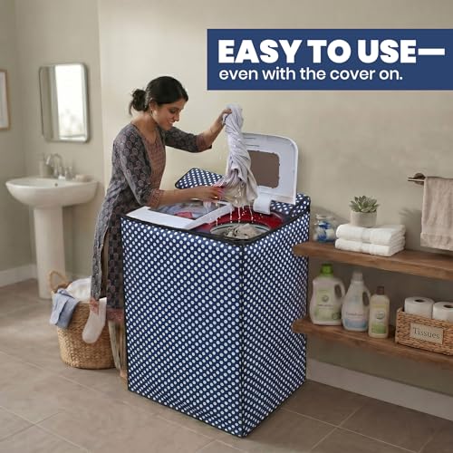 Image of DREAM CARE Waterproof & Dustproof Washing Machine Cover Top Load & Semi Automatic Suitable for 7 kg, 7.2 kg, 7.5 kg (83 x 95 x 51 cms)