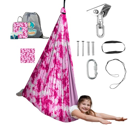 Image of Indoor Sensory Swing for Kids or Outdoor - Holds 300lbs, Double-Layer, & 360 Swivel, Calming Compression Therapy Swing Hammock for Kids & Adults with All Hardware - Sensory-Motor Toys & Gifts