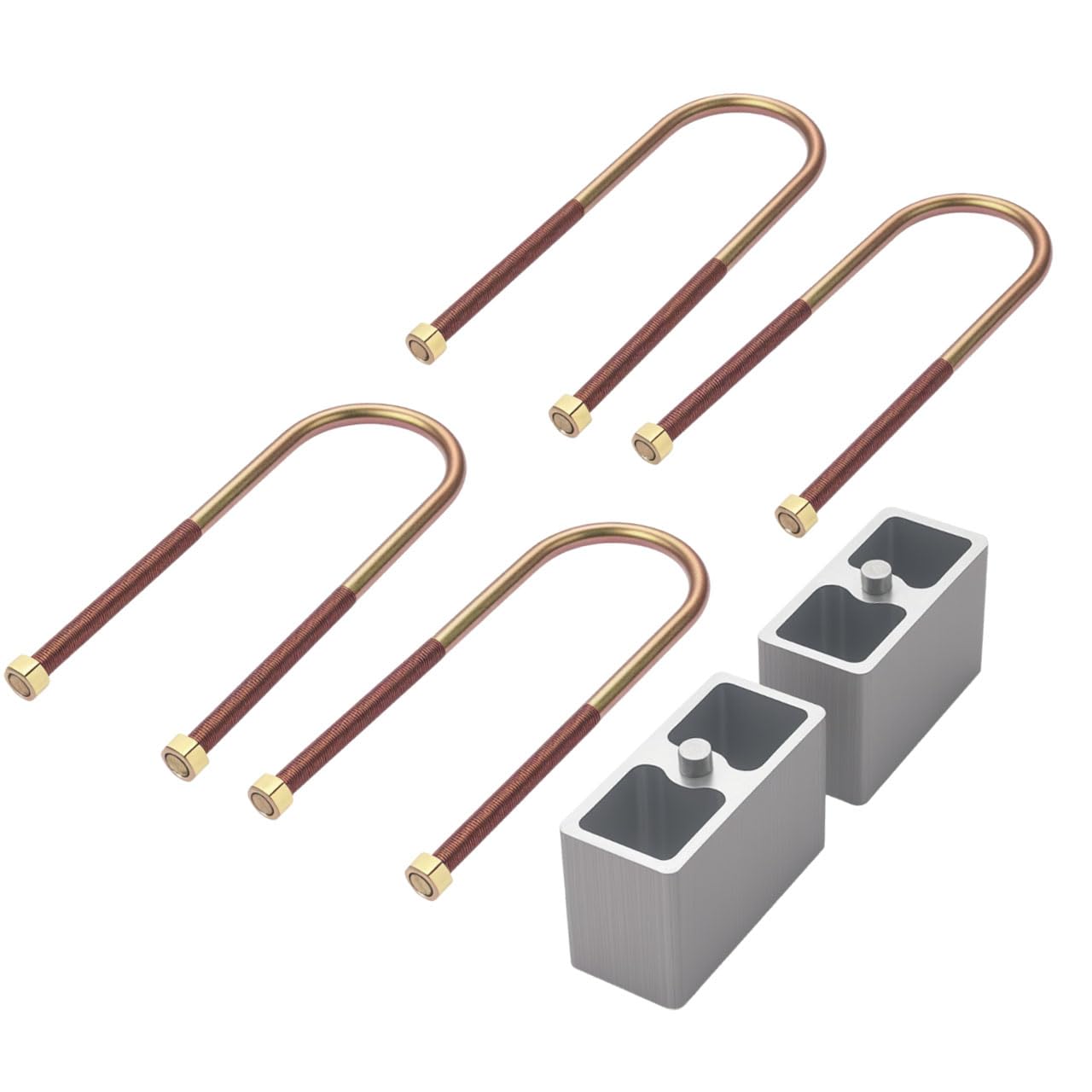 4" Universal Leaf Spring Lowering Block Kit, 4 Inch, 2-1/2" Wide, 5" Long, Zinc-Plated U-Bolts, Premium Steel Construction for Long-Lasting Finish