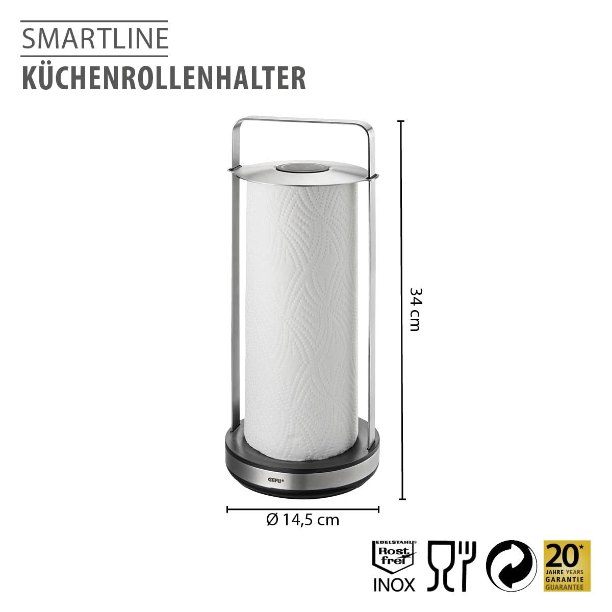 GEFU Küchenrollenhalter SMARTLINE - Edelstahl Stehend mit Fuß