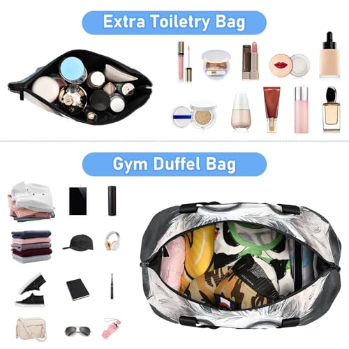 Cartoon Cute White Halloween Bat Travel Tote Bag Travel Weekender Gear Bag with Adjustable Strap for Business Trips Waterproof4