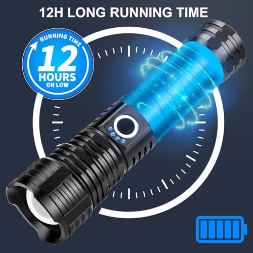 Crazybrace P50-5 Rechargeable Led Flashlights, 990000 High Lumens Super Bright Flashlights With 5 Modes & 12H Long Runtime, Powerful Ipx6 Waterproof Flashlight, Brightest Handheld Flash Light thumb #2