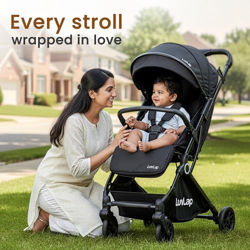 Image of LuvLap Elite Baby Stroller, Pram for 0 to 3 Years with 5 Point Safety Harness, Large Storage Basket, Easy Fold, Extendable Canopy with Looking Window, Multilevel Recline & Adjustable footrest