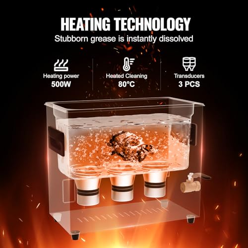Image of VEVOR 6L Ultra Sonic Cleaner, 180W Digital Ultrasonic Cleaning Machine with Gentle Mode & Upgraded Degassing, 40kHz Industrial Ultrasound Cleaner with Heater & Timer for Retainer, Jewelry, Tools