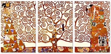 DECORARTS- The Tree of Life by Gustav Klimt (Triptych). Classic Art Giclee Prints Canvas Art for Wall Decor. 20x30 x3P.