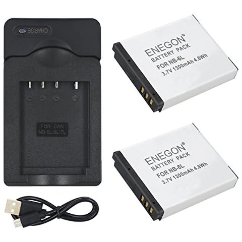 ENEGON 2-Pack NB-6L Replacement Battery and Charger Kit for Canon NB-6L, NB-6LH, CB-2LY and Canon PowerShot SX510 HS, SX500 IS, SX710 HS, SX520 HS, SX530 HS, SX700 HS, SX280 HS, SX260 HS, SX170 IS Cover