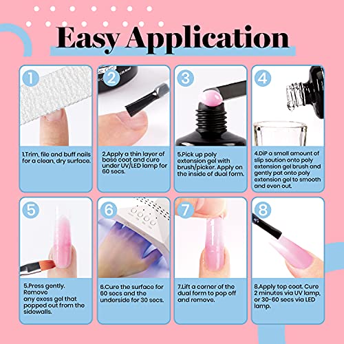 Kit de unhas de gel de extensão de poliéster Beetles – 6 peças de gel construtor azul e roxo, purpur