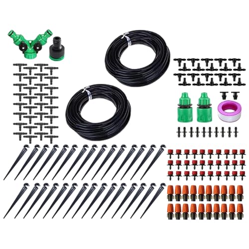 Kits automáticos de riego por goteo, kit de de riego por goteo - Kit de riego de goteo ajustable - Solución ajustable de riego de conexión rápida de 98 pies para plantas para exteriores