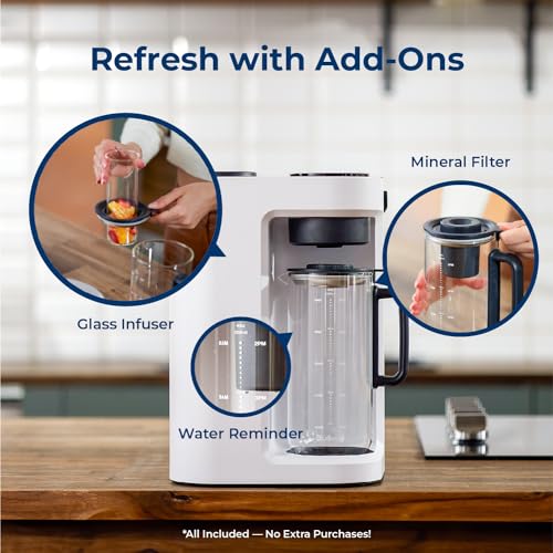Image of Bluevua RO100ROPOT-Lite Countertop Reverse Osmosis Water Filter System, 3:1 Pure to Drain Ratio, Portable RO Filtration with Remineralization, No Installation, WQA Certified, 7-Stage UV White
