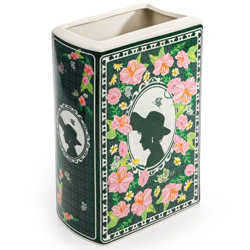 Foraineam Book Vase for Flowers Ceramic Book-Shaped Decorative Vases Large Book Planter Pot Unique Flower Vases for Bookshelf Dining Table Desk Office Home Decor