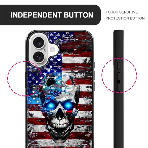 Kapadiy Compatible with iPhone 16 Plus Case,Blue Eyes Skull Flag for Men Woman,Soft Silicone Shock-Proof and Skid-Proof for Protective Case for iPhone 16 Plus by Kapadiy - Image 3