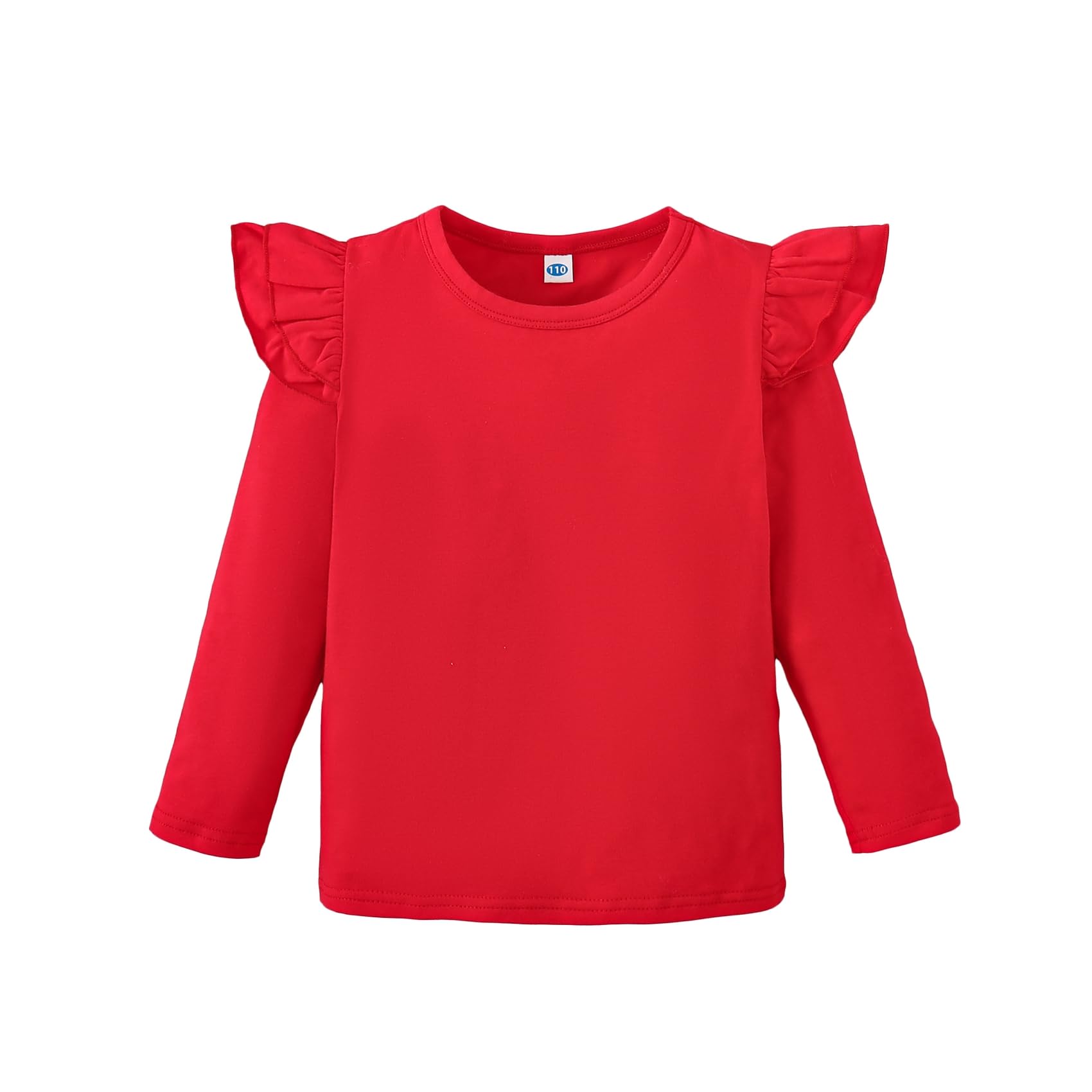 Magic Park 12M-7Y Baby Girl Blouse Toddler Ruffle T-Shirts Kids Girl Solid Color Tee Casual Tops for Girls