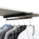 BaiNong pull out closet rod pull out pants rack for closet valet rod closet black valet rods for closets 11-3/8 inch pull out telescopic trouser rack shallow cabinet organize pants and clothes