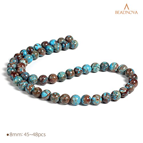 Image of BEADNOVA 8mm Crazy Blue Lace Agate Gemstone Round Loose Beads for Jewelry Making (45-48pcs)