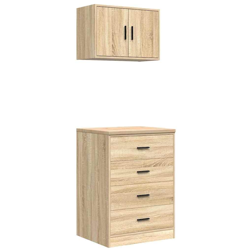 Armoires de Garage 2 pcs chêne Sonoma Bois d'ingénierie,Entreprise & Industrie,Stockage Industriel,Armoires industrielles,39.3 kg-3328334