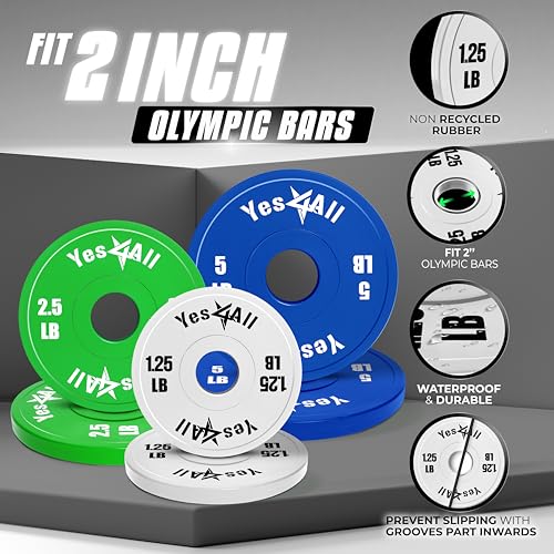 Image of Yes4All Fractional Weight Plates Set, Available In Steel And Rubber, Set of 2 /4 /6 Plates in 1.25LB, 2.5LB, or 5LB Sizes, Micro Change Plates for Dumbbell and Olympic Barbell Weightlifting