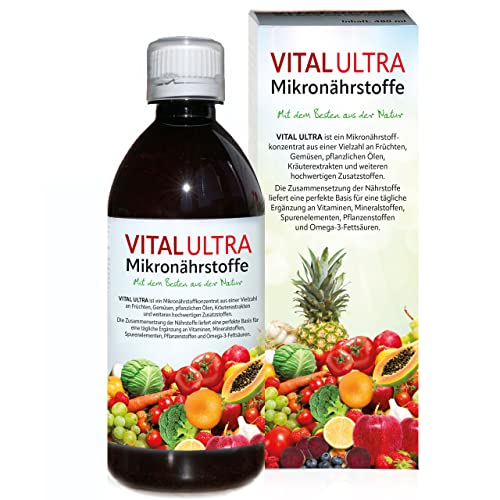 Vital Ultra, 480 ml, Mikronährstoffkonzentrat mit Vitaminen, Mineralien, Spurenelementen, Pflanzenstoffen und Omega-3-Fettsäuren,Flüssigkeit, aus über 70 Lebensmitteln, 60 Portionen