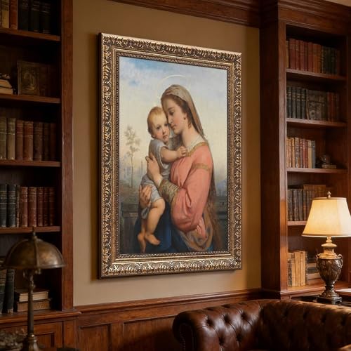Poster Madonna et l'enfant Franz Russ sur toile premium imprimée avec cadre en bois - 3