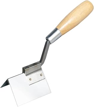 Bon Outside Corner Trowel 1" x 1" with 3" Stainless Steel Blade and Wood Handle Ideal for Finishing Tight Corners Around Windows, Doors, and Decorative Grooves