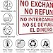 SmartSign No Exchange, No Refund Bilingual Store Policy Sign, 14 x 10 inch, Digital Printing, 55 mil HDPE Plastic, Red and White, Made in USA