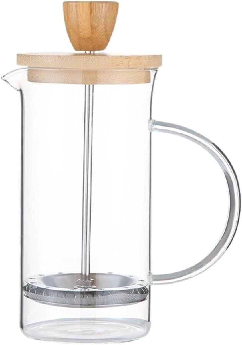 Coffee French Press Pot With Filter High borosilicate glass Hand Punch Multifunctional Brewing Tea Milk(Wooden-Lid-800ml)