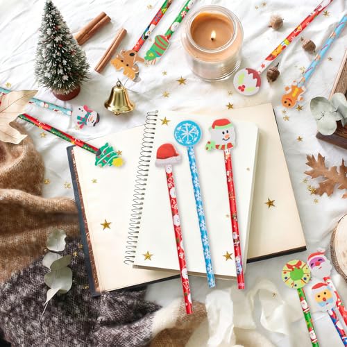 Set de 24 lápices navideños con borradores miniatura 6