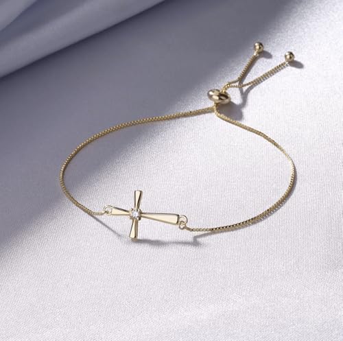 GAVU Slider Clasp 925 Sterling Silver Zirconia Cross Bracelet for Women, Dainty Sterling Silver Bracelet for Women4