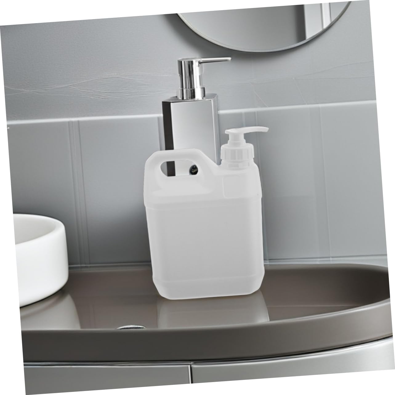 WOONEKY Bottiglie con Pompa Ricaricabili per Sapone Doccia e Shampoo, Contenitori Plastica di Colore Chiaro da 3 Pezzi, per Famiglie e Viaggi Lunghi