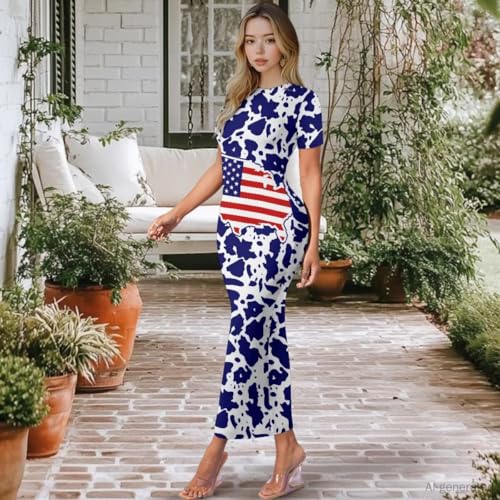 Image of Womens Short Sleeve Jamaican Flag Midi Bodycon Dress | Soft stretchy fabric,crew neck,jamaican print casual date night cocktail party, elegant chic, spring summer fall all season