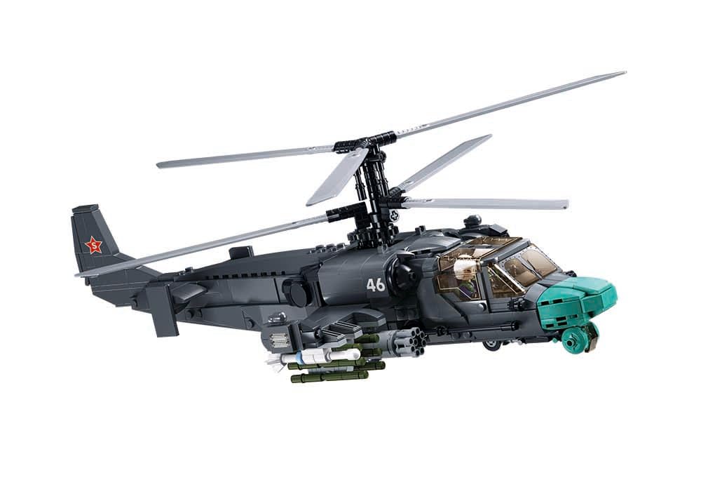 Sluban KA-52S Hélicoptère Militaire Maquette 1/35 913 Pièces 41,6 cm Set de Construction Rouge et Or